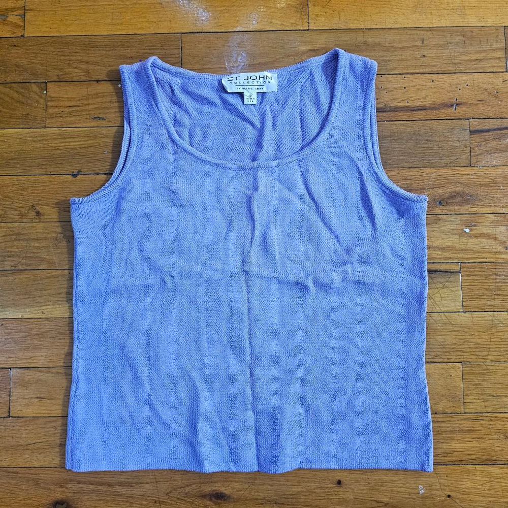 St John Collection Purple Knit Tank Top Petite
